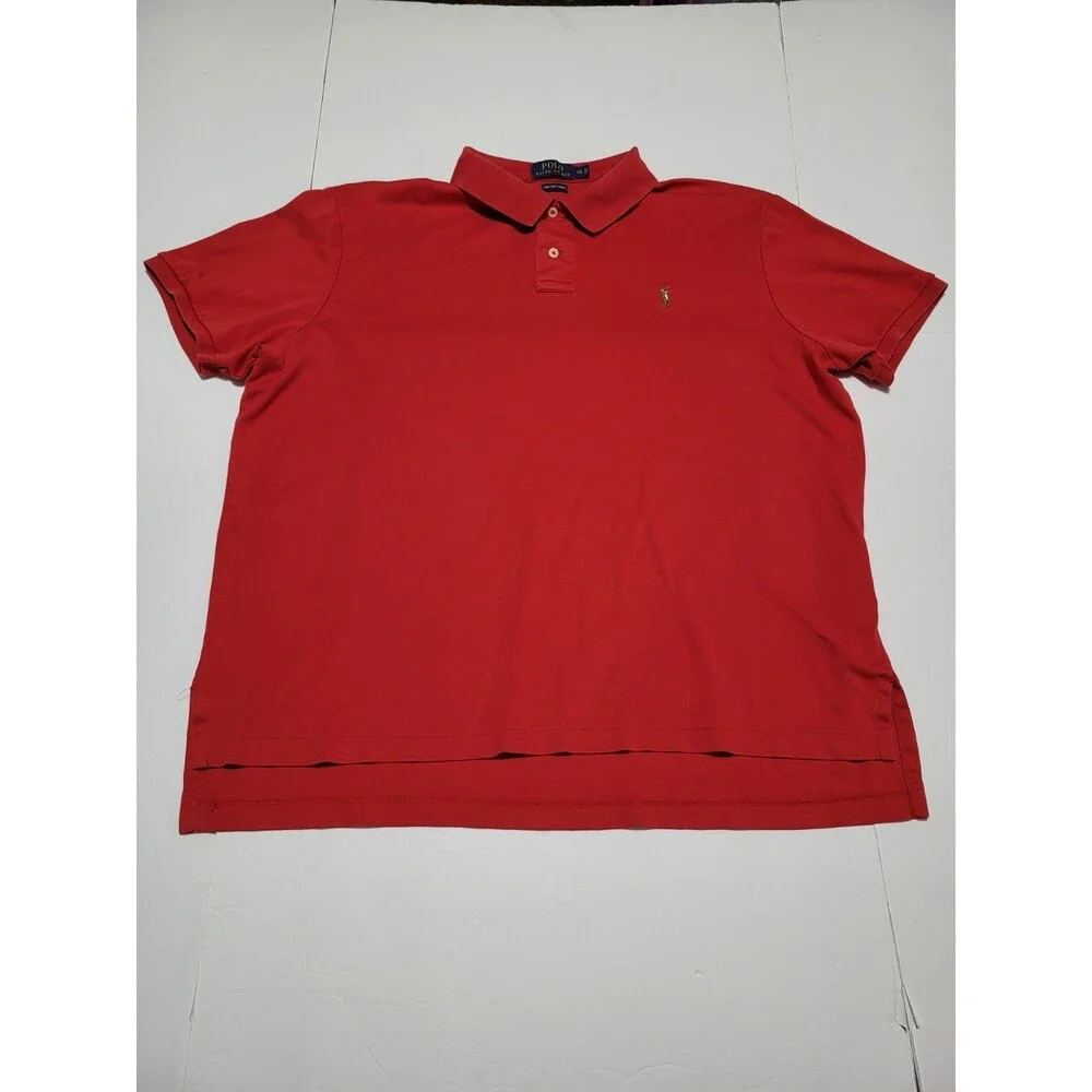(#L3) Polo BY Ralph Lauren Short Sleeve Pima Soft Cotton Red Size Men's XXL